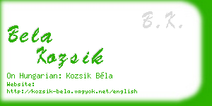 bela kozsik business card