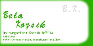 bela kozsik business card